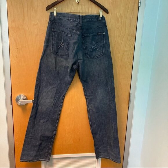 7 FOR ALL MANKIND Sz 34 Jeans Austyn 100% Cotton Dark Wash - Picture 4 of 7